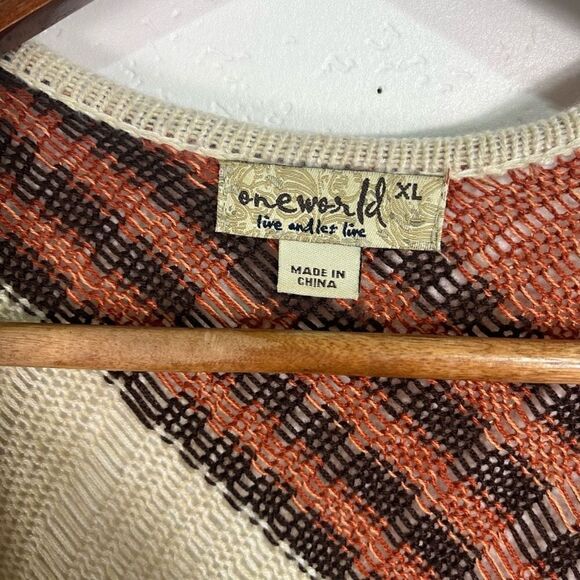 One World Womens Knit Cardigan Size XL Striped Sleeveless - Picture 5 of 16